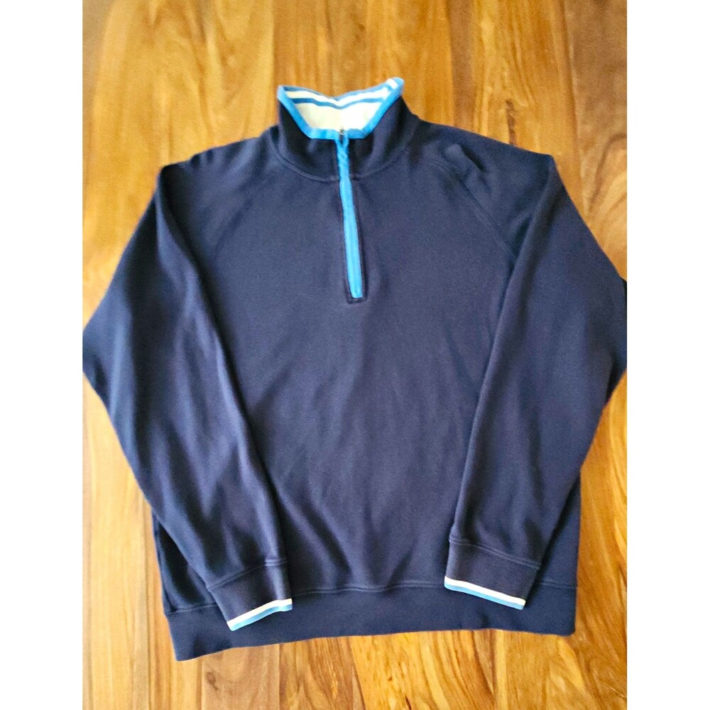 Brooks Brothers Mens Large Navy Supima Cotton Performance Half Zip Pullover